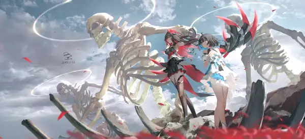 4k天空壁纸-动漫女孩壁纸和云-看着别处热门的壁纸「哲风壁纸」