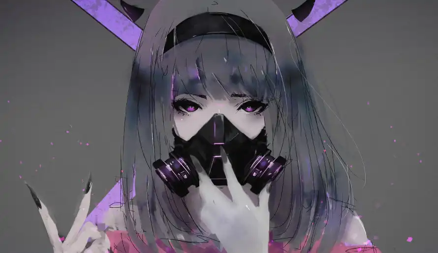 4k插画壁纸-美女防毒面罩壁纸和-免费下载「哲风壁纸」