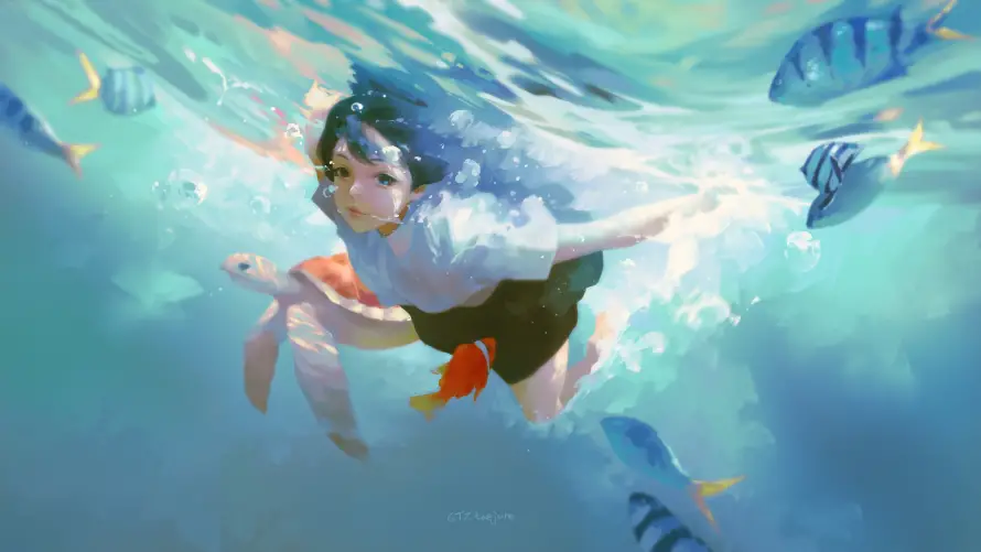 4k少女壁纸-海洋与-免费下载「哲风壁纸」