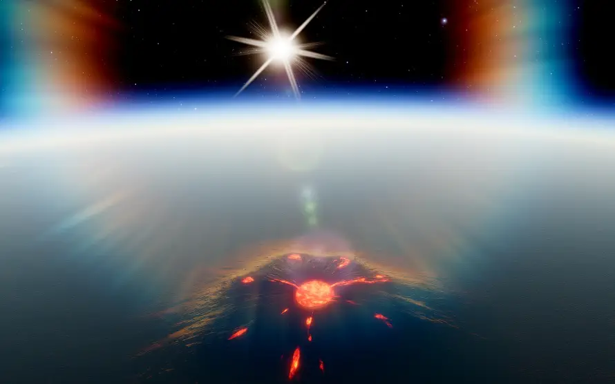 2k星芒壁纸-巨型火山和-热门的壁纸「哲风壁纸」