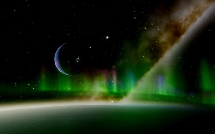 2k星系壁纸-行星和极光-热门的壁纸「哲风壁纸」