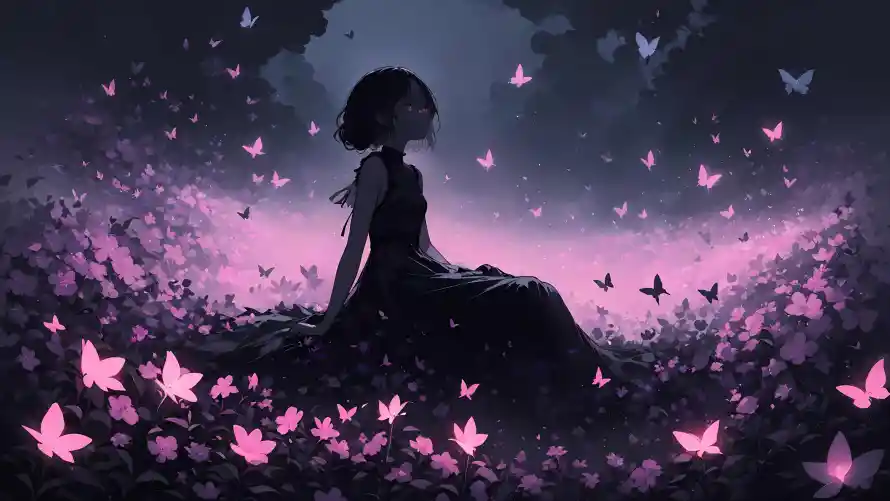 4k插画壁纸-蝴蝶/出水芙蓉和-热门的壁纸「哲风壁纸」