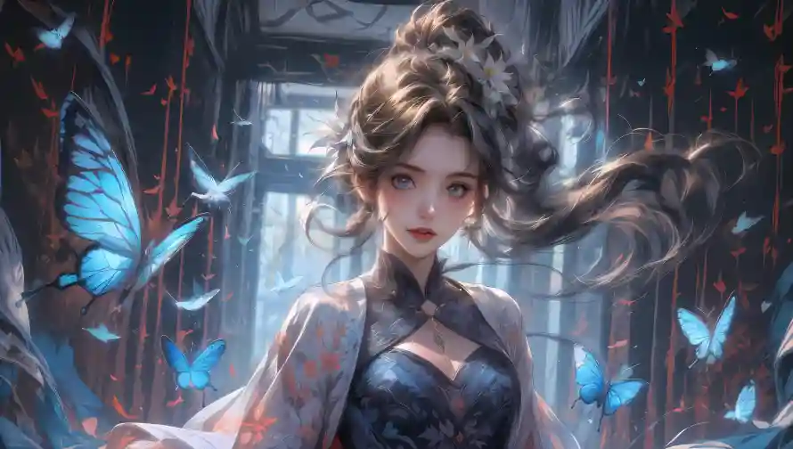 8k少女壁纸-宫廷风壁纸和蝴蝶-热门的壁纸「哲风壁纸」