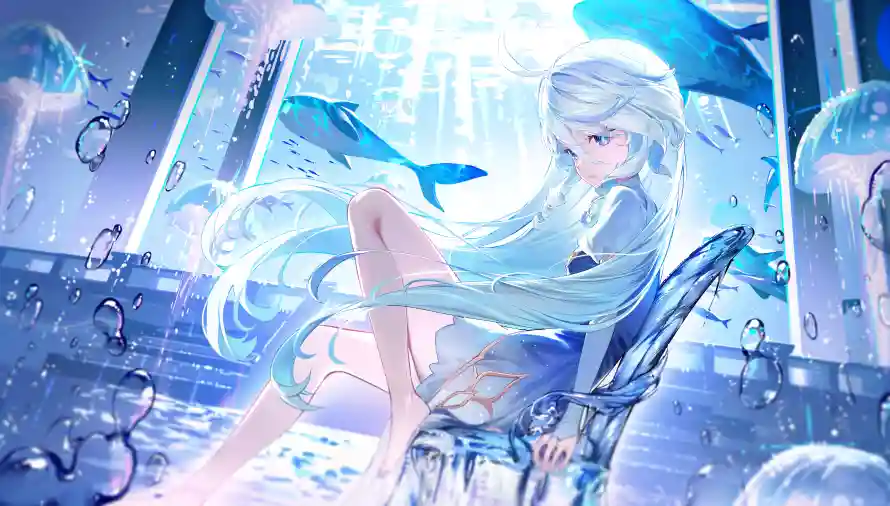 5k原神壁纸-芙卡洛斯壁纸和少女-免费下载「哲风壁纸」
