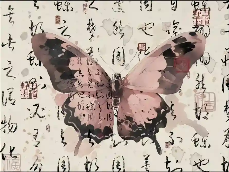 5k水墨风壁纸-蝴蝶字画和-壁纸分享「哲风壁纸」