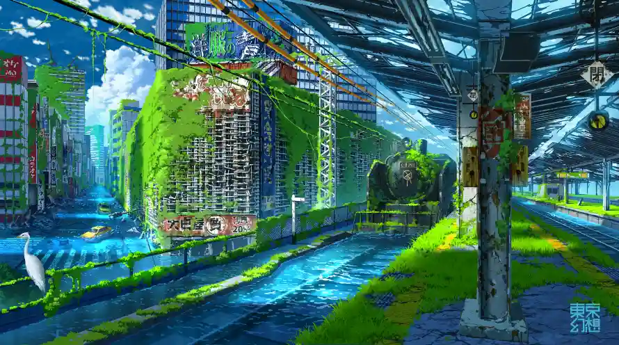 2k东京幻想壁纸-自然城市和无人的世界-热门的壁纸「哲风壁纸」