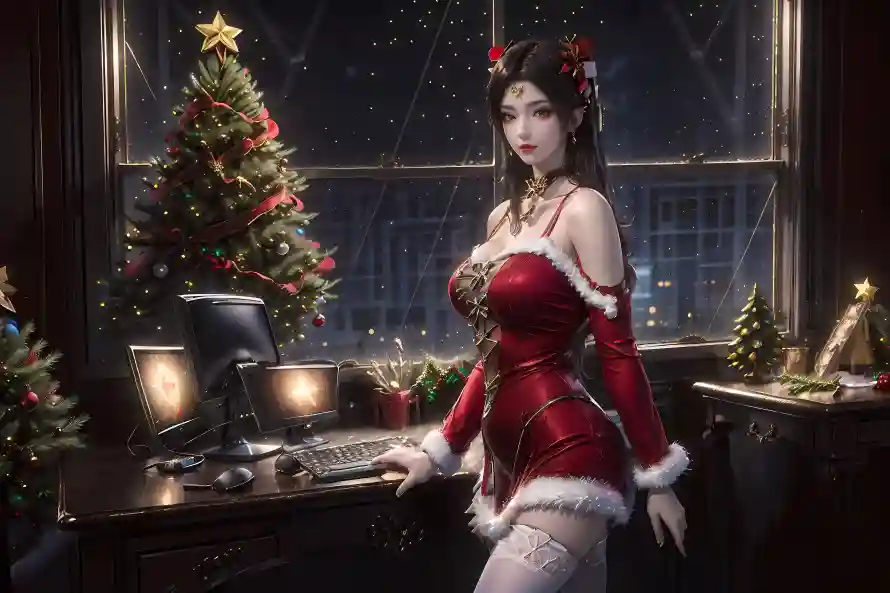 3k美女壁纸-圣诞节 - -热门的壁纸「哲风壁纸」