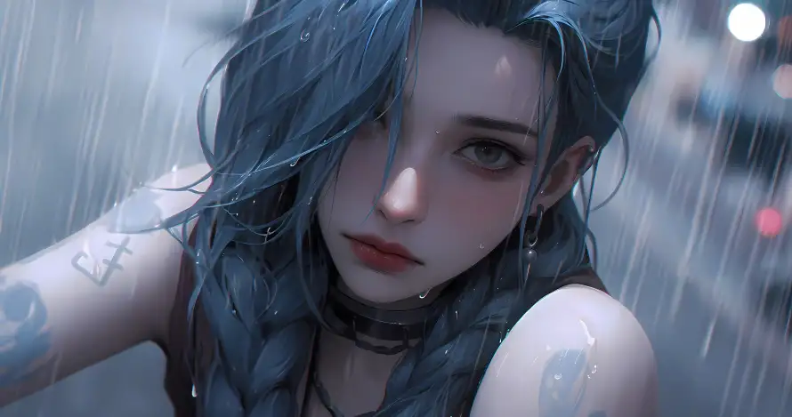 4k金克斯壁纸-雨中美女和-免费下载「哲风壁纸」
