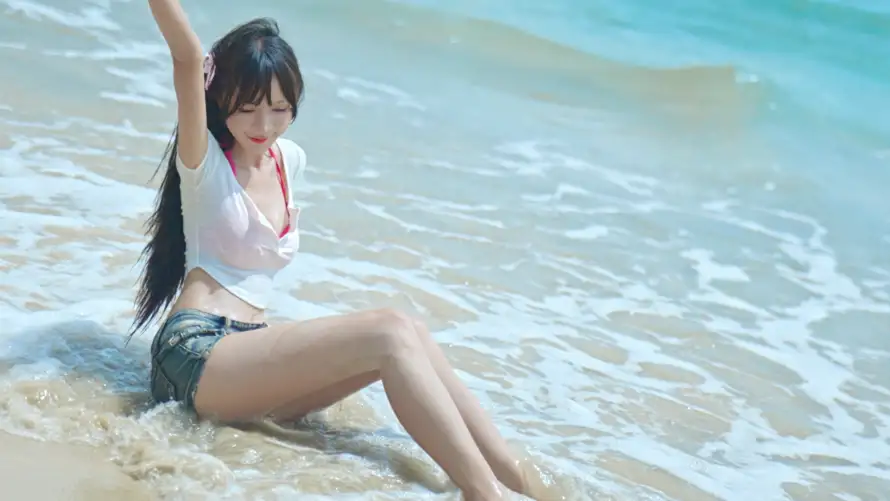 4k美女壁纸-海与-免费下载「哲风壁纸」