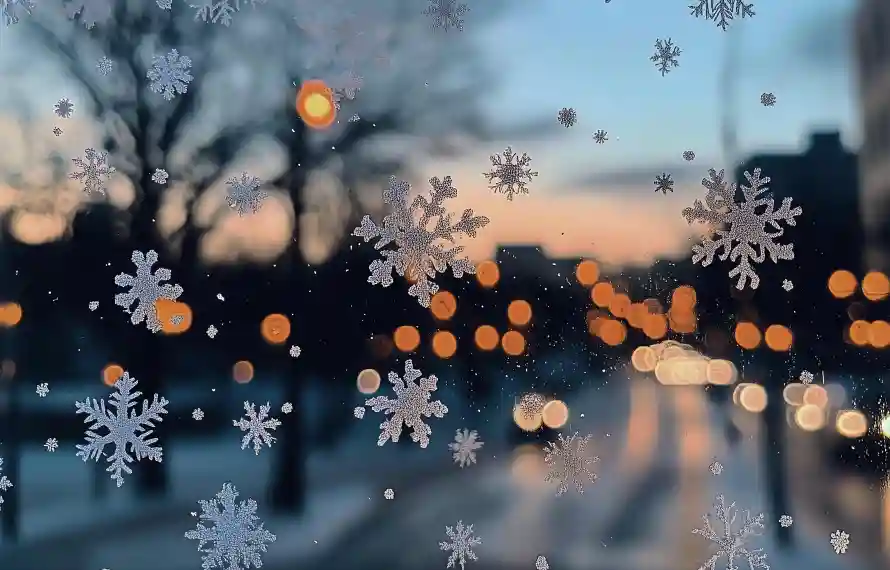 4k冬季壁纸-雪花与夜景-免费下载「哲风壁纸」