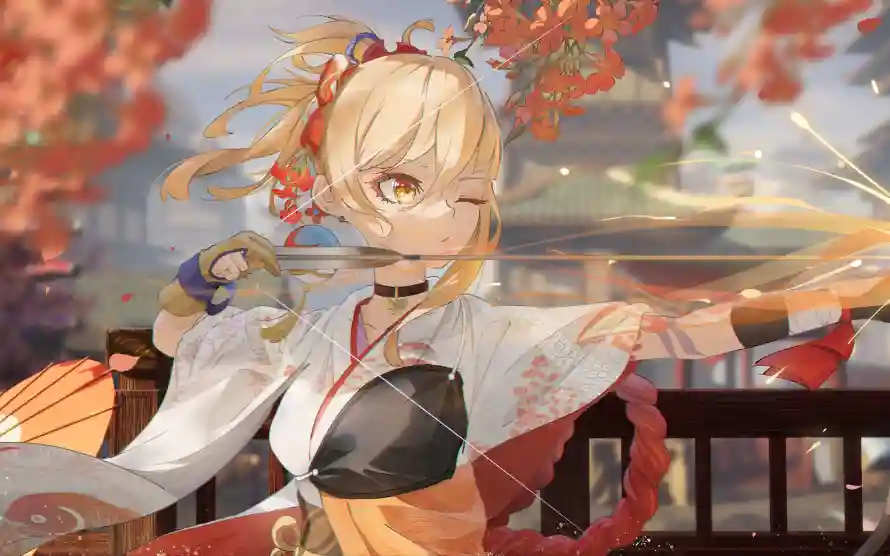 7k利刃壁纸-和风服饰 - 原神-金发少女壁纸分享「哲风壁纸」