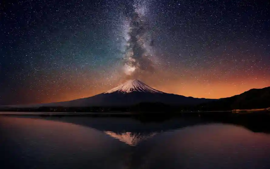 2k夜空壁纸-富士山壁纸和山水-富士山夜景免费下载「哲风壁纸」