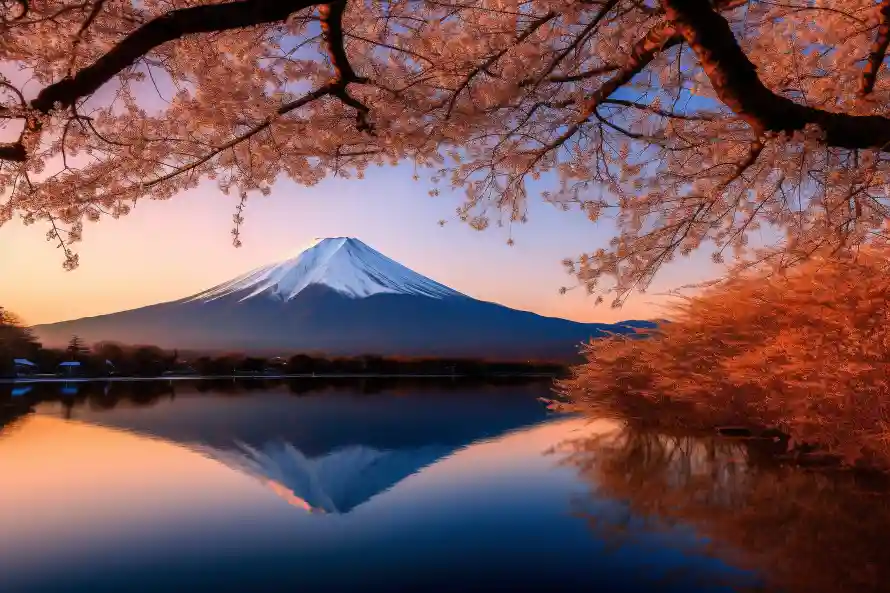 3k枫叶壁纸-富士山与樱花-壁纸分享「哲风壁纸」