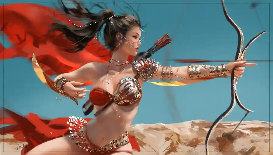 2k原画壁纸-女战士与射箭-WIOP壁纸分享「哲风壁纸」
