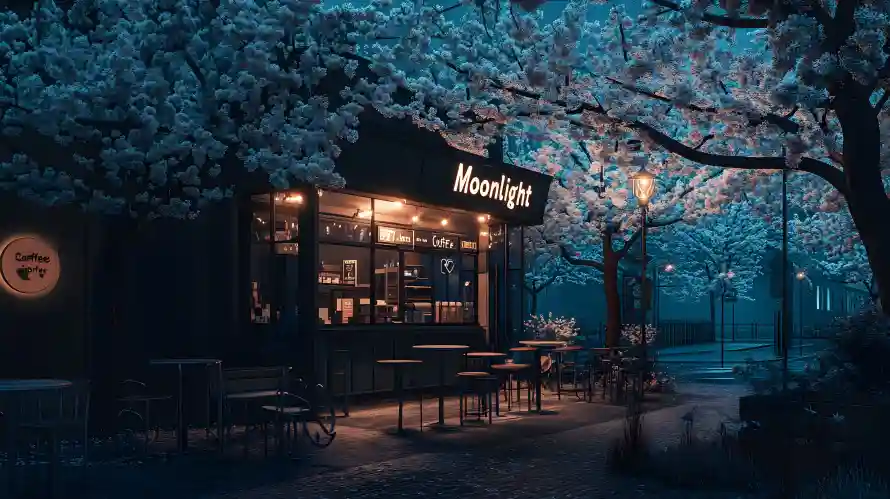 3k咖啡壁纸-咖啡店 - 夜景-浪漫场景热门的壁纸「哲风壁纸」