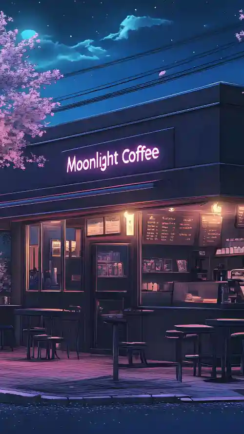 4k咖啡壁纸 - 夜景 - 店铺 - 樱花「哲风壁纸」