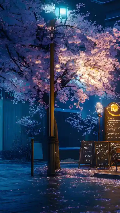 4k咖啡壁纸 - 夜景 - 夜色 - 樱花「哲风壁纸」