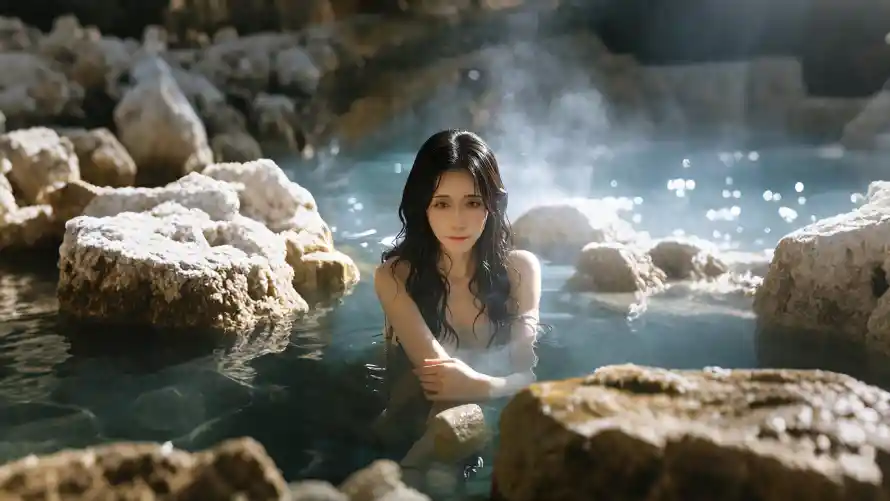 2k人物壁纸-岩石温泉和温泉-水中美女壁纸分享「哲风壁纸」