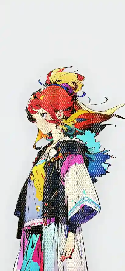 4k彩绘壁纸 - 插画 - 个性人物 - 多彩发型「哲风壁纸」