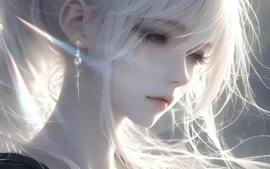 3k插画壁纸-人物插画和白发少女-银发角色「哲风壁纸」