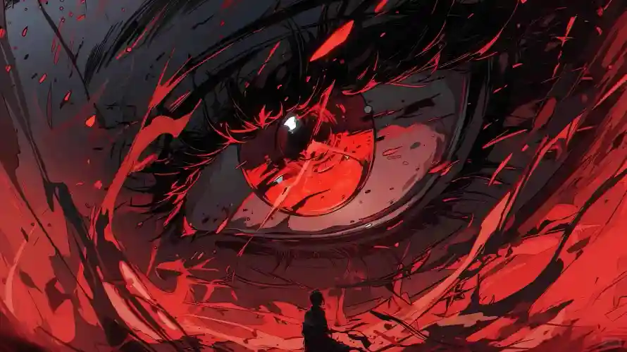 4k插画壁纸-惊鸿-境和暗黑风格-红色巨眼「哲风壁纸」