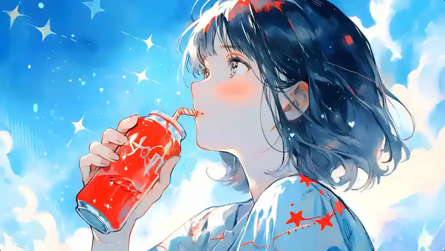 4k少女壁纸-喝可乐壁纸和短发-免费下载「哲风壁纸」