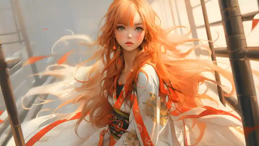4k古风壁纸-AI美女与游戏-红发少女免费下载「哲风壁纸」