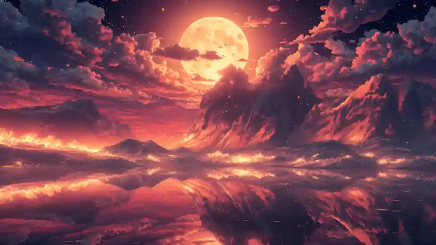 4k云海壁纸-梦幻月夜 - 倒影-科幻风景热门的壁纸「哲风壁纸」