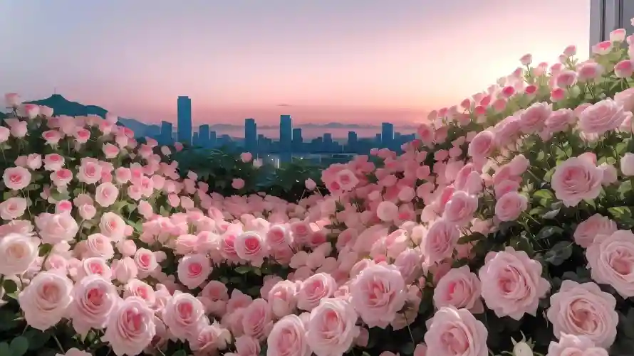 5k玫瑰花壁纸-城市风景 - 浪漫场景-粉色玫瑰「哲风壁纸」