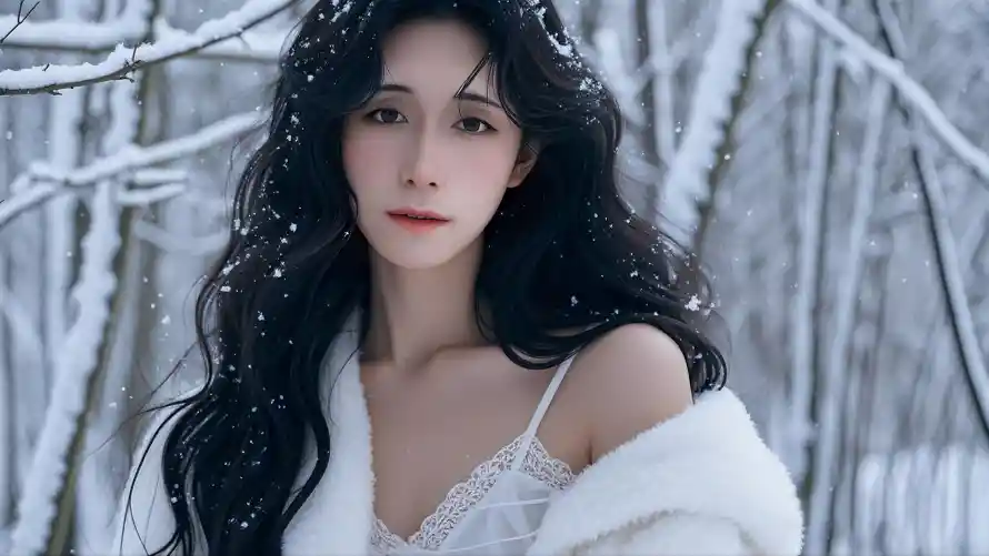 3k人物壁纸-气质美女 - 雪地-免费下载「哲风壁纸」