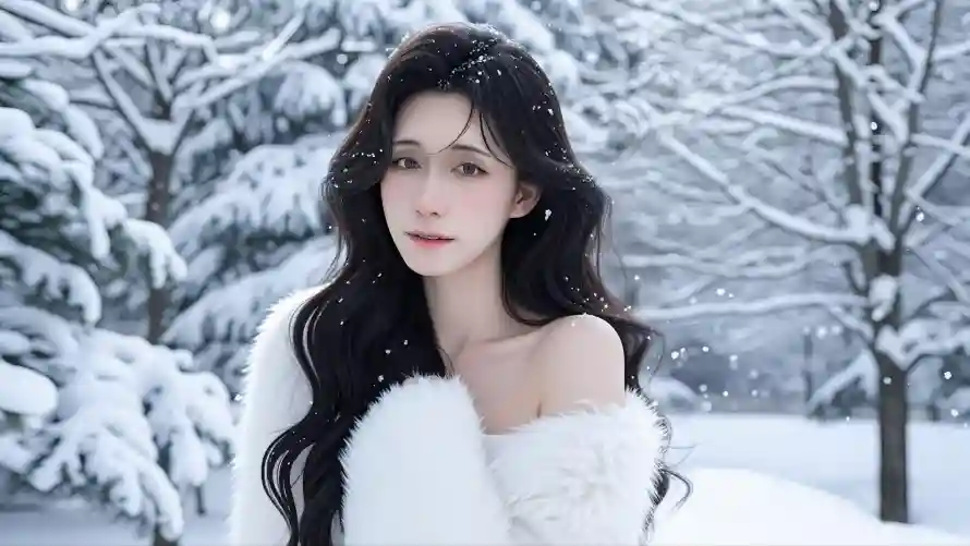 3k人物壁纸-冬日场景与佳人-气质美女免费下载「哲风壁纸」