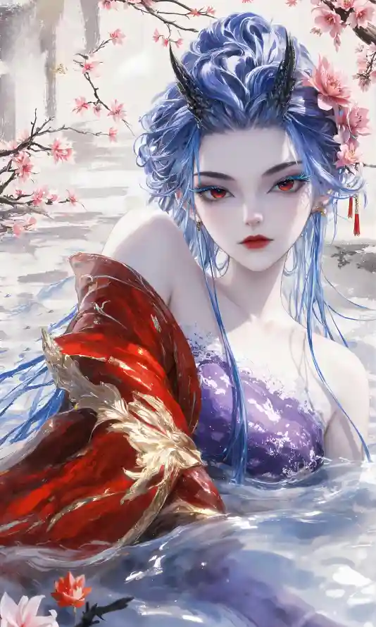 4k古风壁纸 - 妖姬 - 水中 - 水墨「哲风壁纸」