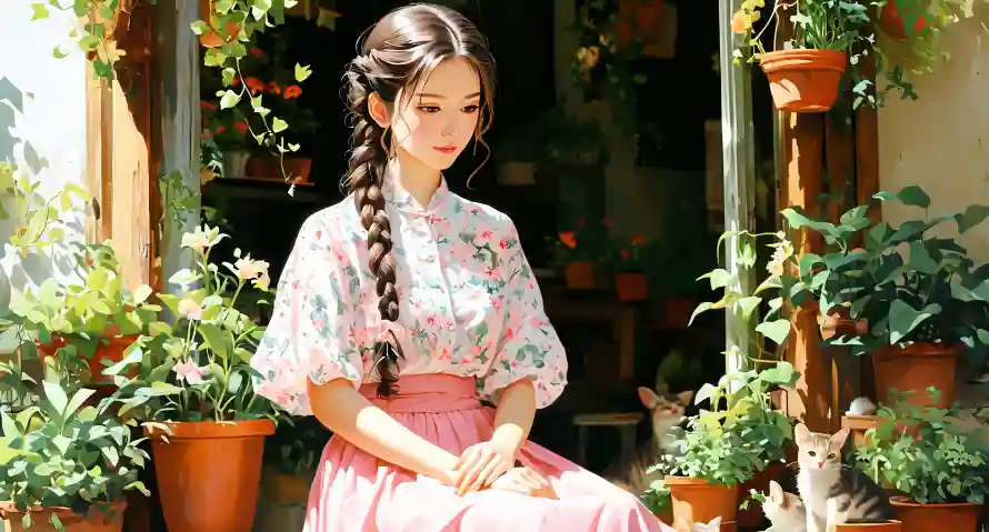 2k淑女壁纸-淑女形象与清纯-绿植场景壁纸分享「哲风壁纸」