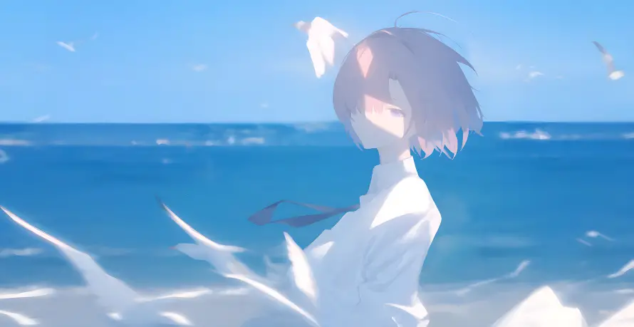 4k动漫壁纸-唯美场景与少女-海边少女热门的壁纸「哲风壁纸」