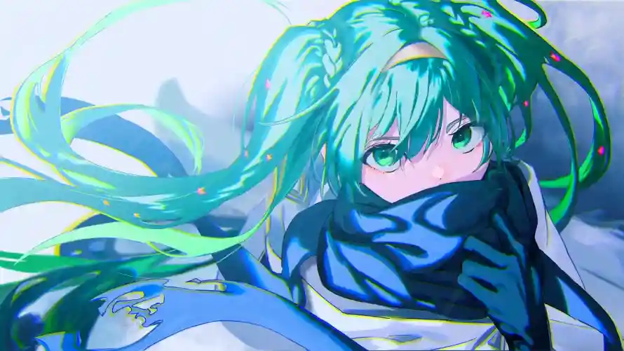 3k二次元壁纸-樱之雨和蓝围巾-初音未来壁纸分享「哲风壁纸」