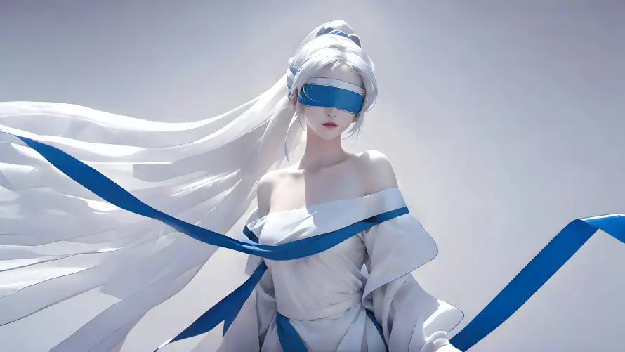 4k盲女壁纸-古风少女和少女壁纸-白色服饰「哲风壁纸」