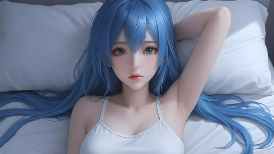 4k少女壁纸-美少女 - 梦幻-卡通蓝发壁纸分享「哲风壁纸」