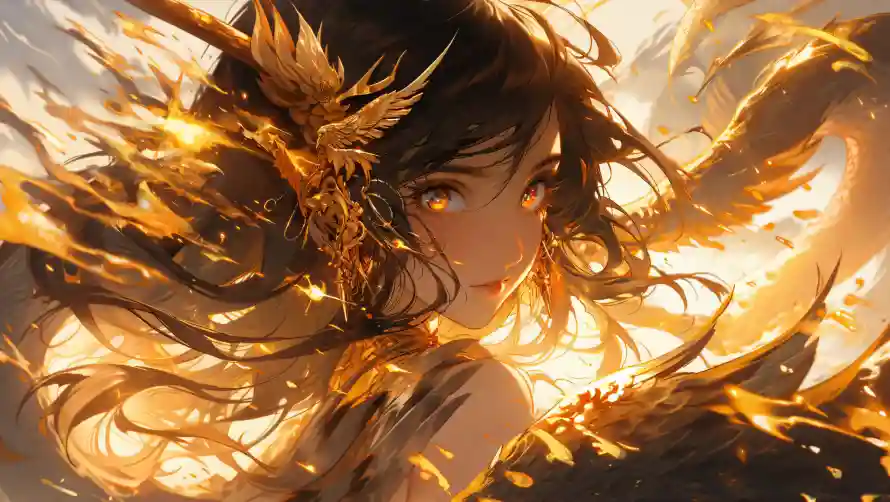 4k少女壁纸-炫焰黄和风格-动漫人物壁纸分享「哲风壁纸」