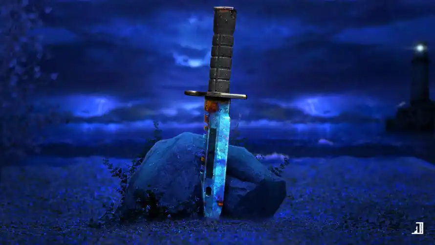 3kcs2壁纸-csgo与m9刺刀-全蓝淬火「哲风壁纸」