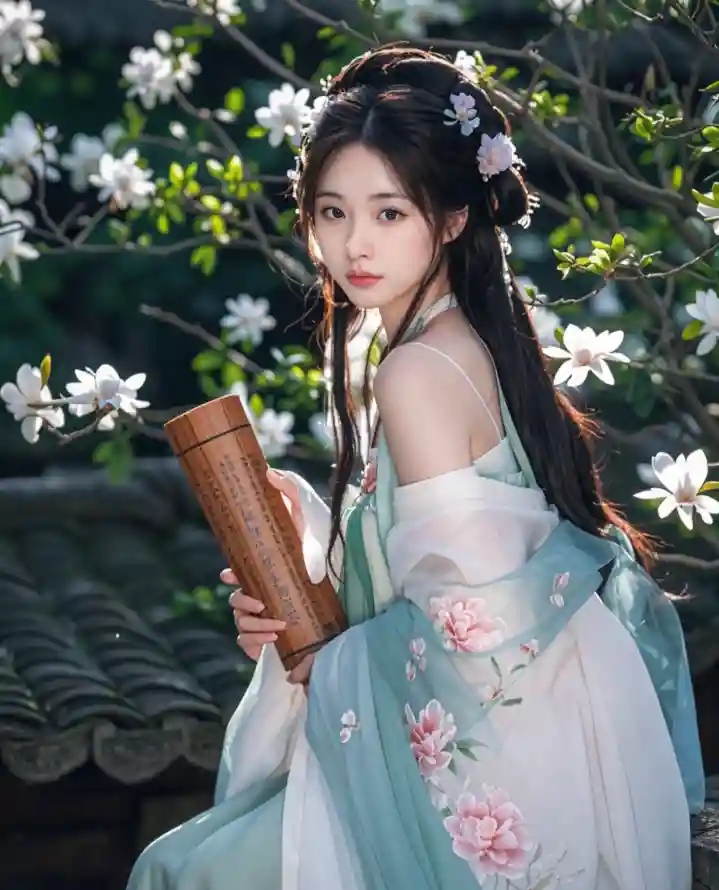 4k写真壁纸 - 古风 - 汉服 - 持卷轴「哲风壁纸」
