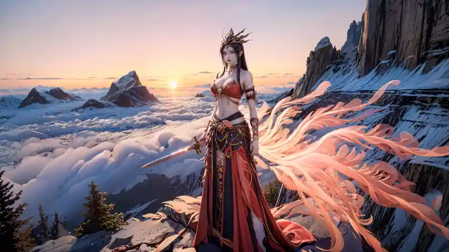 4k美杜莎壁纸-云海场景 - 夕阳景色-斗破苍穹「哲风壁纸」