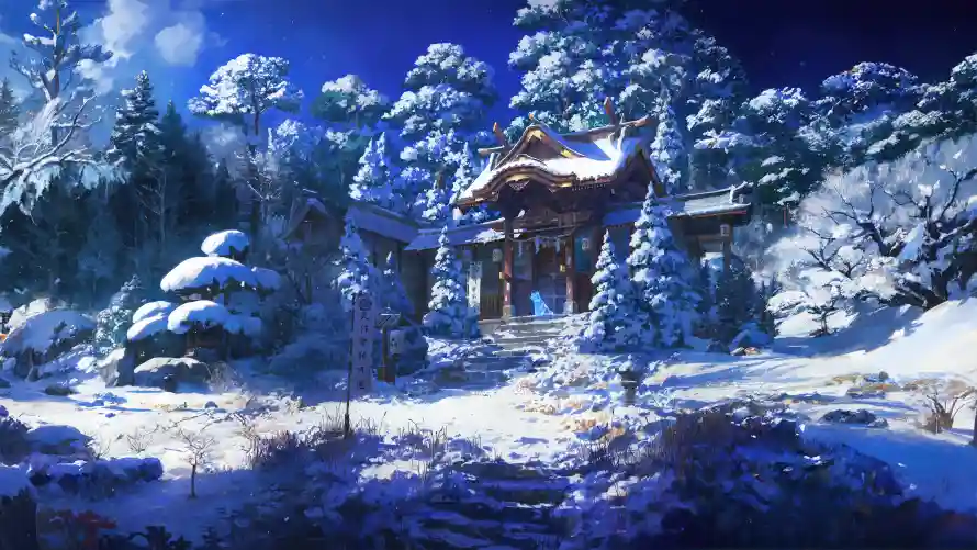 4k动漫壁纸-冬日雪景和雪景-动漫壁纸免费下载「哲风壁纸」