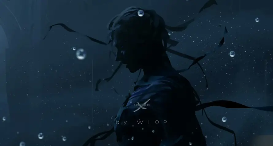 2k雨夜壁纸-WLOP与鬼刀-暗黑风格热门的壁纸「哲风壁纸」