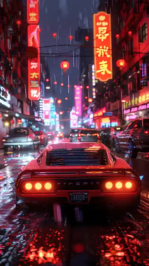 4k汽车壁纸 - 车 - 酷炫 - 雨夜「哲风壁纸」