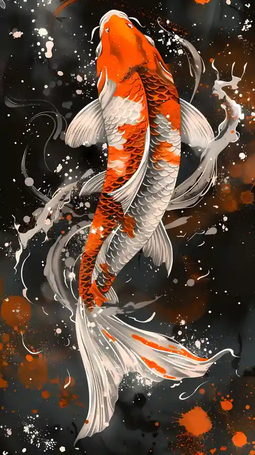 4k锦鲤壁纸 - 手机壁纸 - 手机背景 - 水墨锦鲤「哲风壁纸」