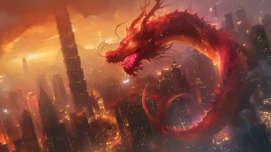 4kAI壁纸-中国龙与巨龙-城市背景壁纸分享「哲风壁纸」