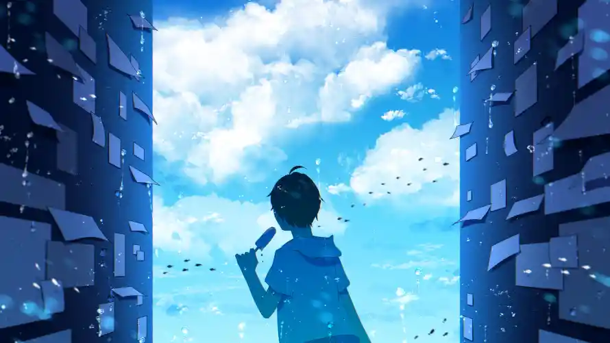 4k蓝天壁纸 - 人物背影 - 动漫人物 - 动漫场景「哲风壁纸」