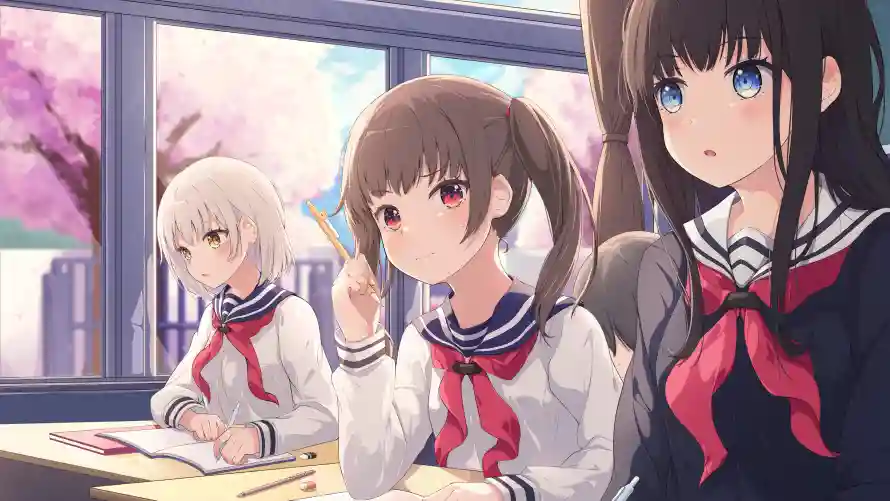 4k动漫壁纸 - 少女 - 校园 - 校服「哲风壁纸」