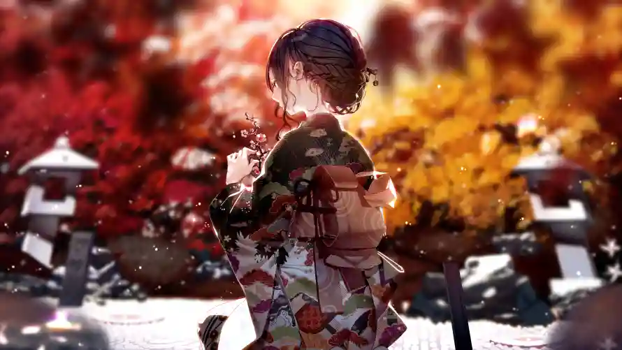 4k动漫壁纸-动漫壁纸 - 背影-和服少女免费下载「哲风壁纸」