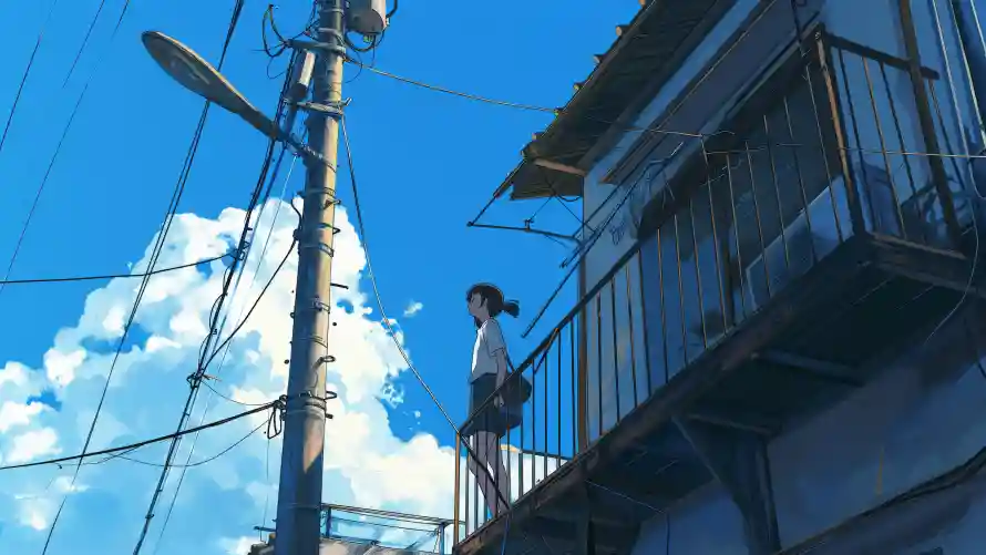 6k场景壁纸-电线杆壁纸和女孩-AI壁纸热门的壁纸「哲风壁纸」